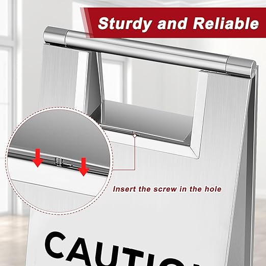 Tandefio 2 Pcs Stainless Steel Wet Floor Sign 24 Inch Caution Watch Your Step - Image 4
