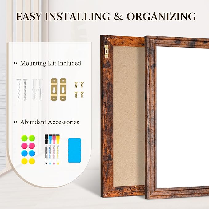 4 THOUGHT Dry Erase Board, 8 Magnets 4 Markers 1 Eraser - Image 6