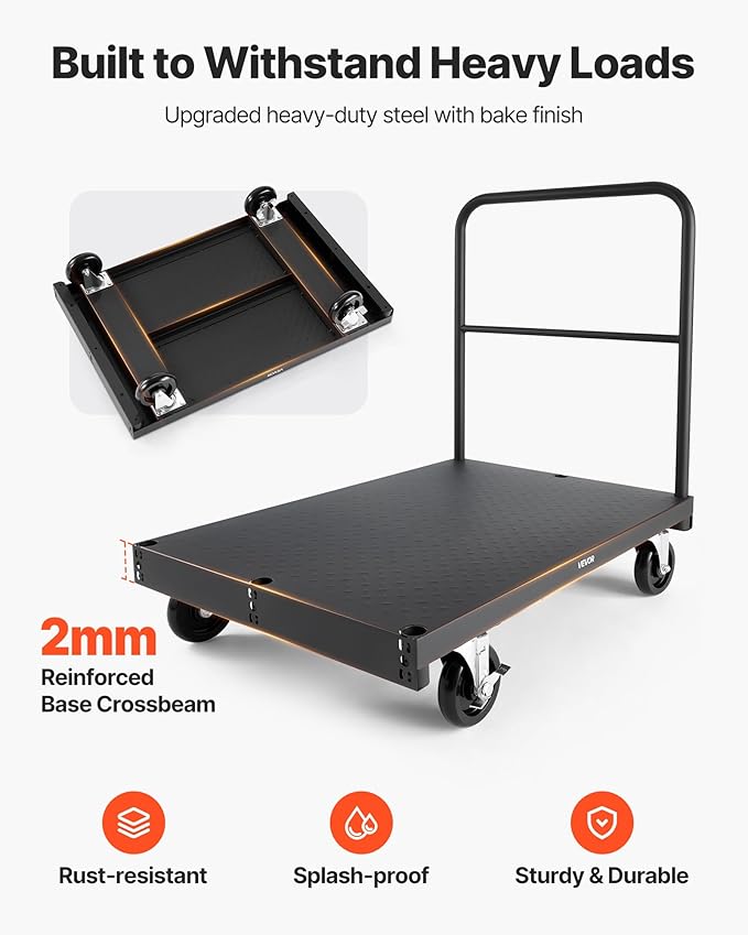 VEVOR Drywall Cart Dolly, 1800 lbs Load Capacity, 2-in-1 Steel Panel Truck Cart - Image 6
