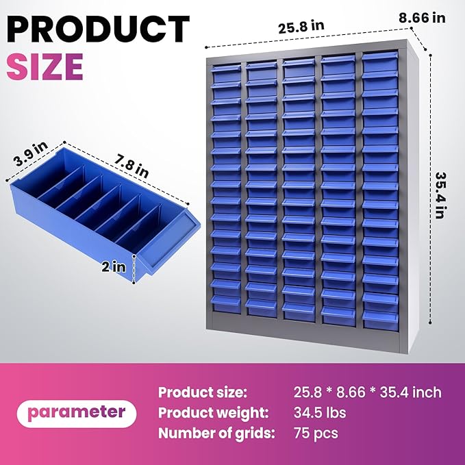 75 Drawers Nut and Bolt Organizer - Image 2