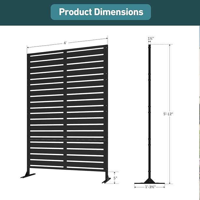 Modern Shade Metal Privacy Screen 72" H x 48" W, Freestanding Decorative - Image 3