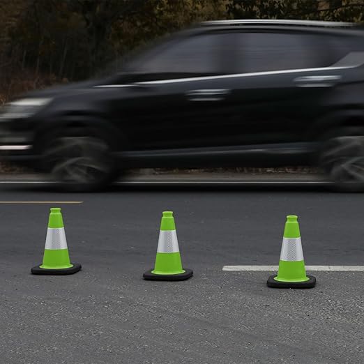 Fluorescent Orange/Green PVC Traffic Cones, Heavy Black Base Parking Lot Cone - Image 5
