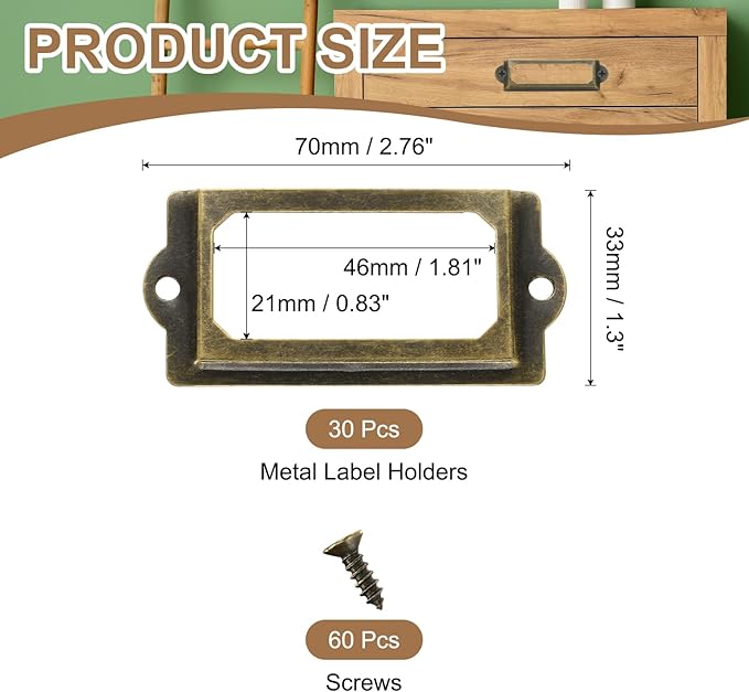 PATIKIL 70x33mm Metal Label Holders - Image 2