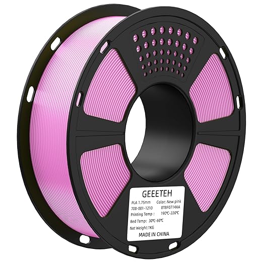 GEEETECH 3D Printer Filament Pink, PLA Filament 1.75mm, 1kg Spool Neatly Wound by GEEETECH