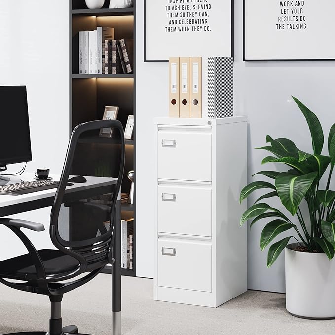 3 Drawer File Cabinet with Lock Metal Vertical File Storage Cabinet Office Home - Image 10