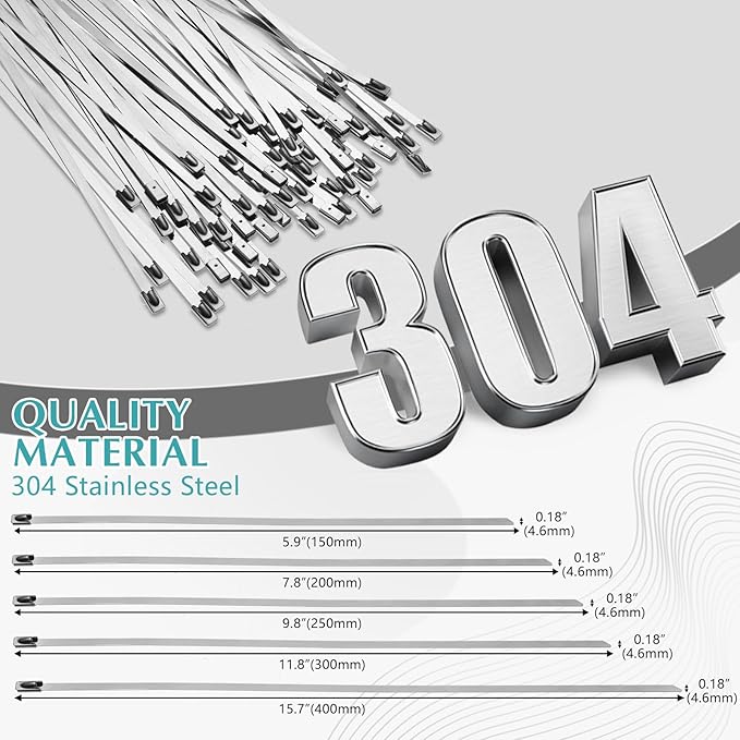 LEIFIDE 500 Pcs Metal Zip Ties 304 Stainless Steel Zip Ties Heavy Duty Self - Image 3