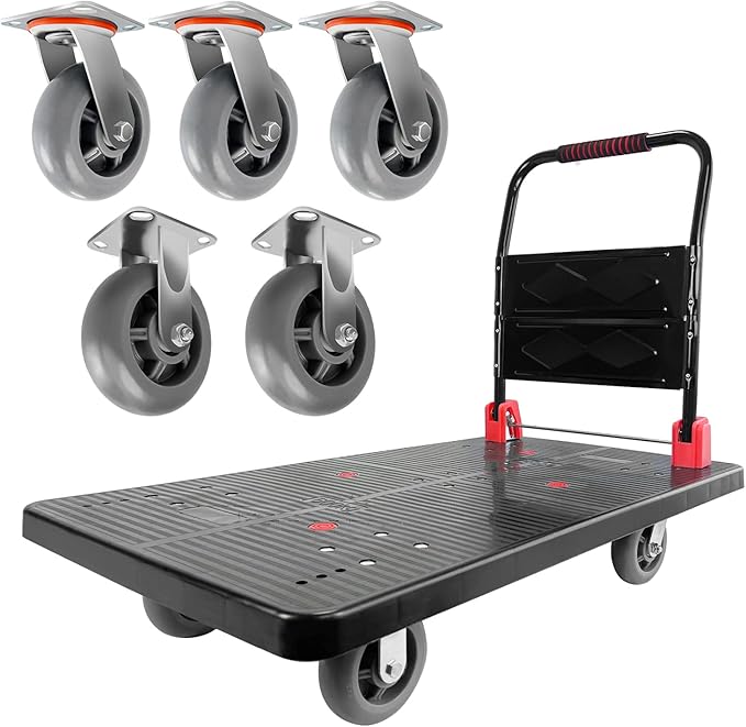 Platform Truck, Foldable Push Cart Dolly w/Five 360 Swivel 6'' Wheels, 1600LBS by ChincoStar