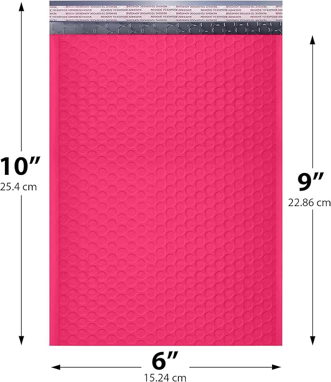 Fuchsia Small Poly Bubble Mailers 6x10 inch #0 | Self Seal Padded Envelopes | - Image 2