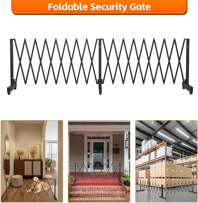 12.2FT Black Industrial Metal Expandable Barricade，Retractable Traffic Fence - Image 8
