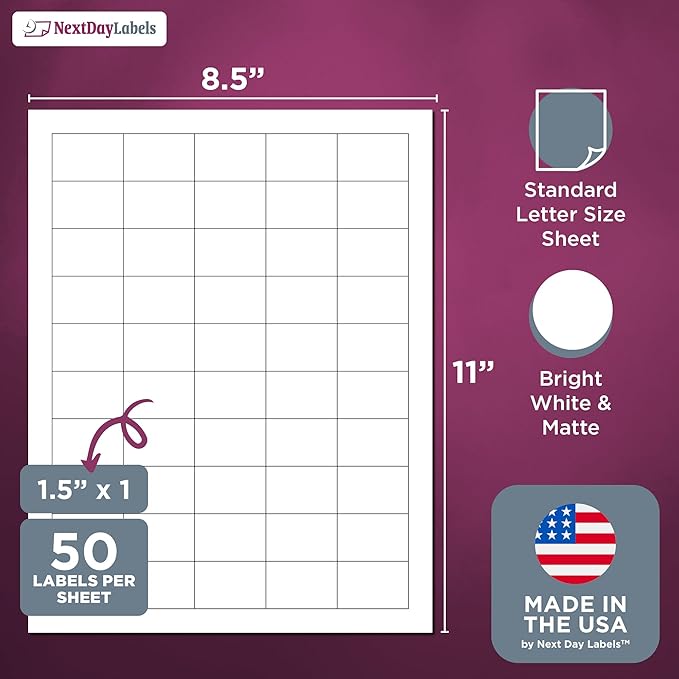 NextDayLabels – 1.5" x 1" Rectangular Sticker Labels - Image 2