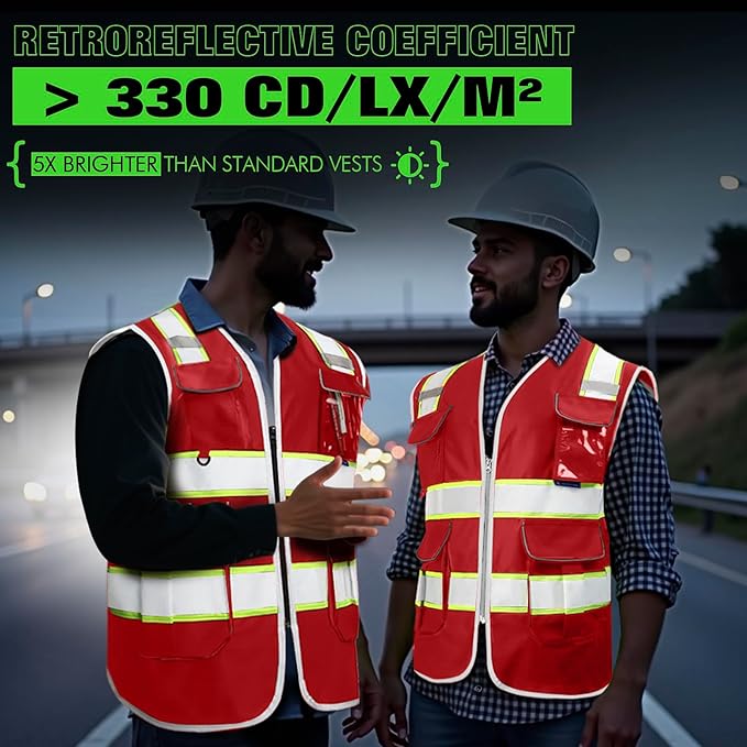 BeautyWill Custom Logo 10 Pockets Safety Vest Class2 ANSI Certified High - Image 3