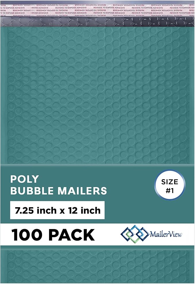 GReen Poly Bubble Mailers 7.25x12 inch #1 | Self Seal Padded Envelopes | by MAILERVIEW