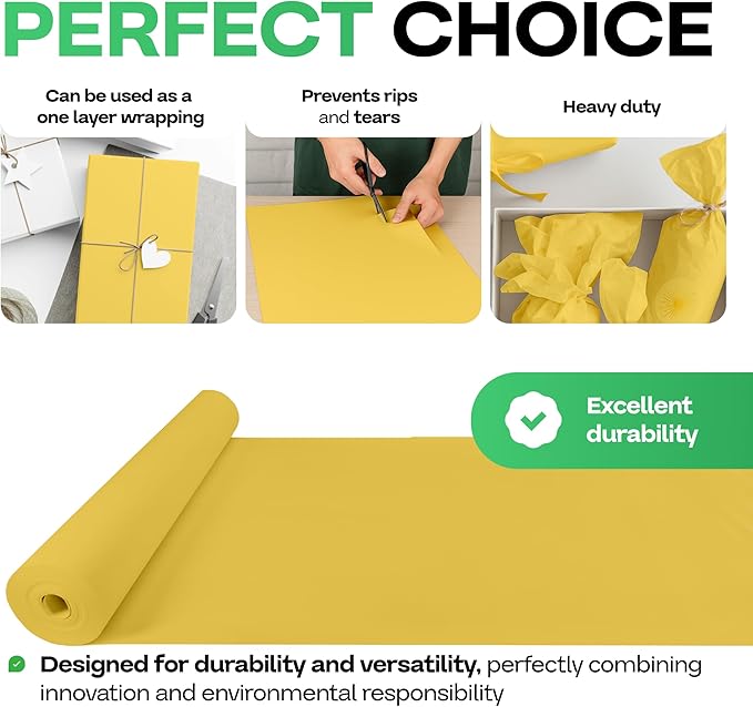 12" x 1200" Yellow Kraft Paper Roll, Kids' Arts & Crafts, School Projects - Image 4