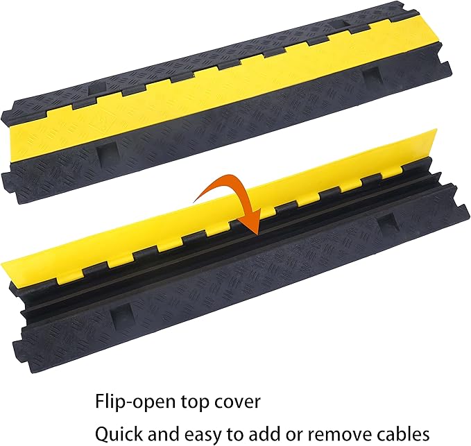 Cable Ramp Cable Protector Ramps Wire Hose Protective 2 Channel Traffic Rubber - Image 3