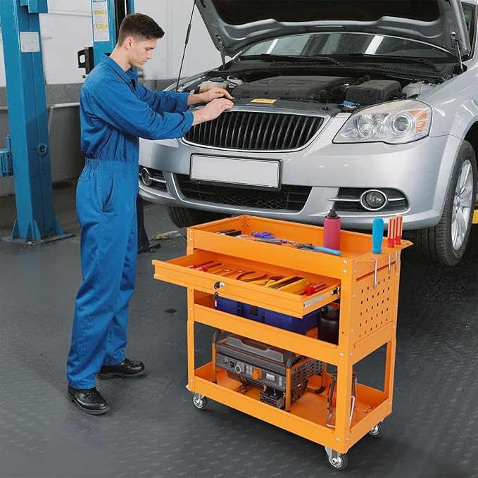 3 Tier Rolling Tool Cart on Wheels, 450 LBS Capacity Tool Cart - Image 8