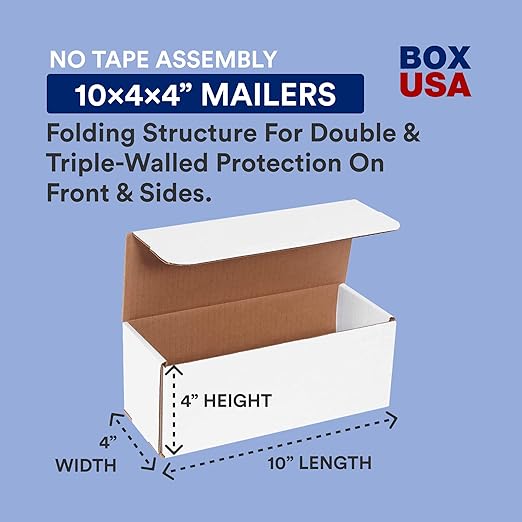 BOX USA Shipping Boxes Small 10"L x 4"W x 4"H, Moving and Storage - Image 2