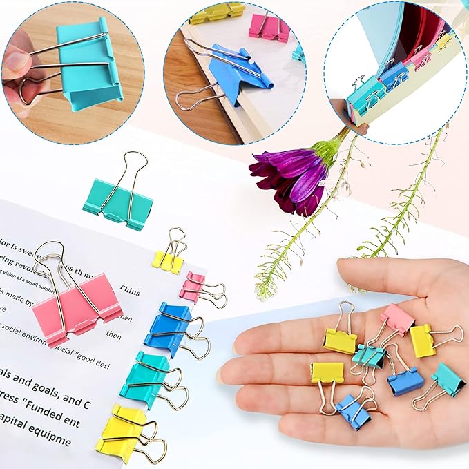 Paper Clips Binder Clips, Colored Office Clips Set - Image 4