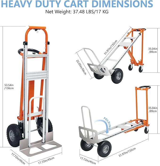 4 in 1 Convertible Hand Truck, Folding Hand Truck Dolly Cart - Image 2