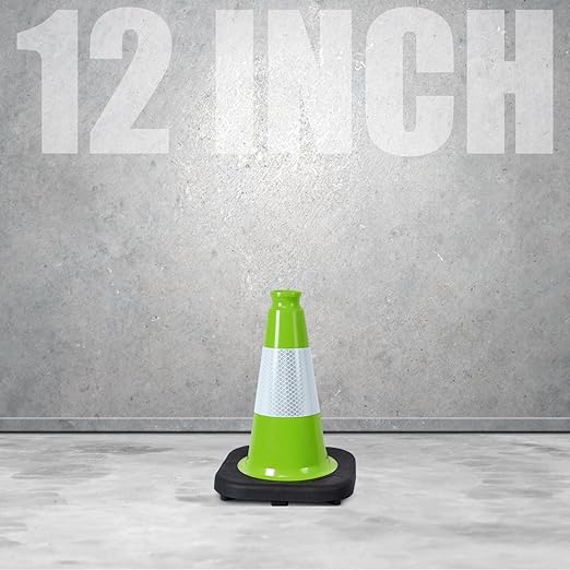 Fluorescent Orange/Green PVC Traffic Cones, Heavy Black Base Parking Lot Cone - Image 2