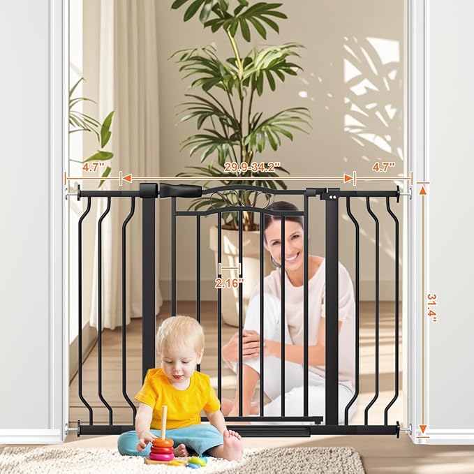 29.5-43.7" Wide Baby Gate for Stairs No Drilling, Press Mounted Pet Gate Indoor - Image 5