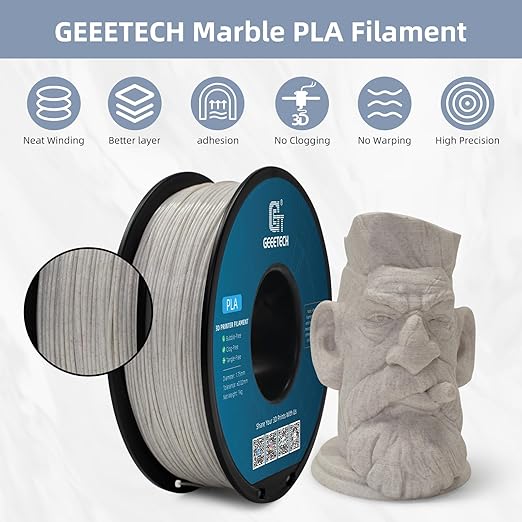 Geeetech Marble PLA Filament, 1.75mm 3D Printer Filament 1kg, Dimensional - Image 3