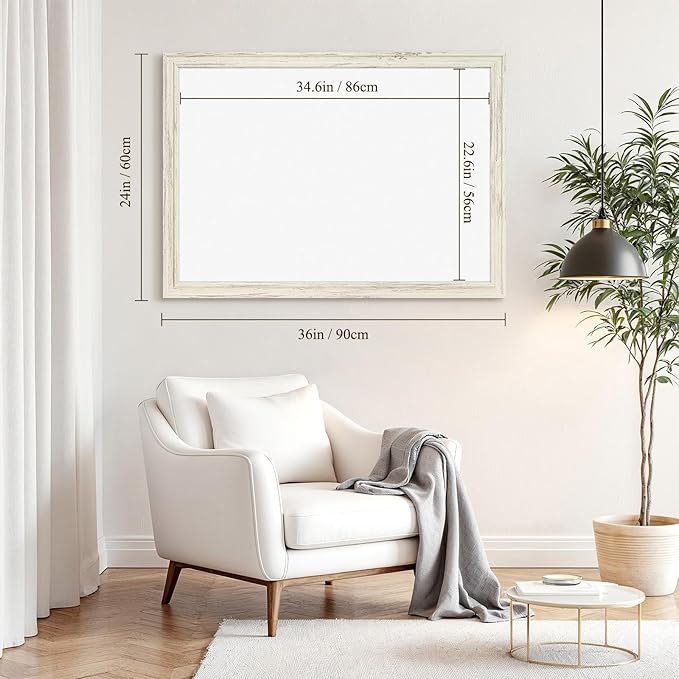 4 THOUGHT Dry Erase Board, 24 x 36 in Magnetic Whiteboard White Vintage Wood - Image 3