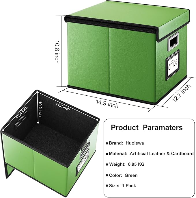 Huolewa Portable Leather File Organizer Storage Boxes, Collapsible File Folder - Image 6