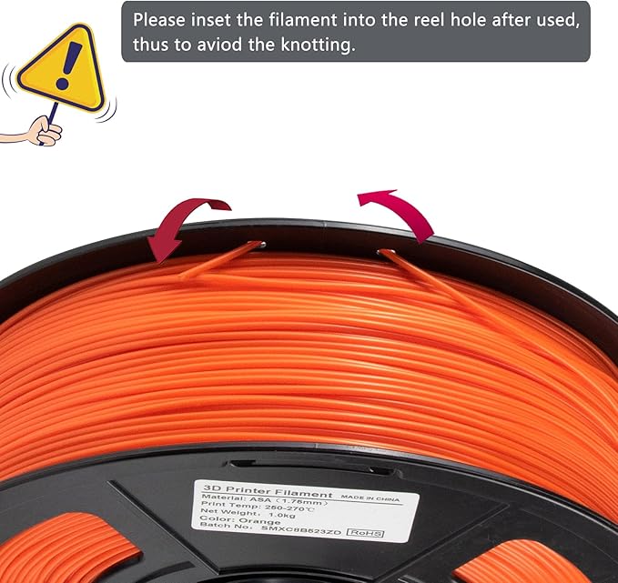 iSANMATE ASA Filament 1.75mm Orange 1KG, UV & Weather Resistant 3D Printer - Image 4