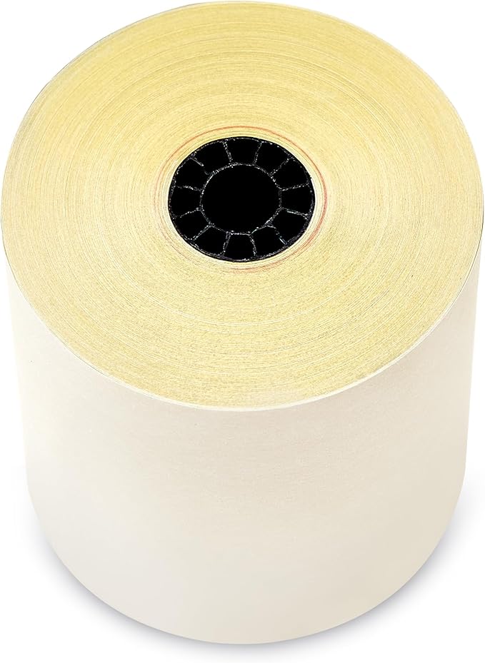 3'' x 95' White/Canary 2 Ply Carbonless Kitchen Printer Paper Cash Register - Image 4