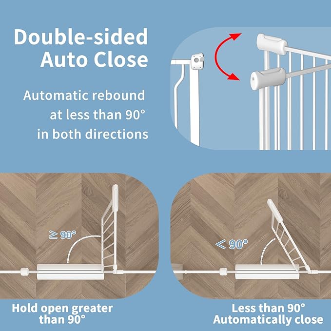 ALLAIBB Extra Wide Pressure Mount Baby Gate Auto Close White Metal Child Dog - Image 4