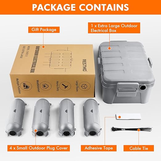 RESTMO 5-Piece Outdoor Waterproof Electrical Box Set – 12.5" x 8.5" x 5" Large - Image 2