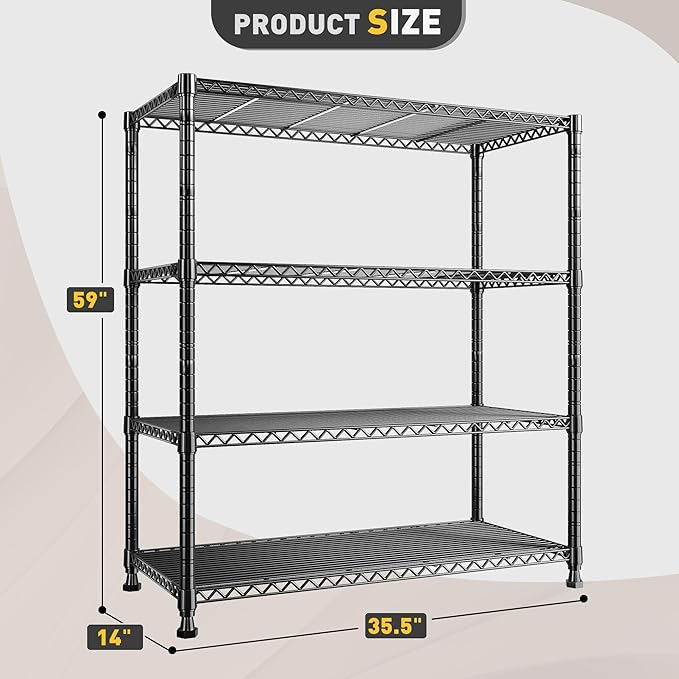 REIBII Wire Shelving Storage Shelves Metal Shelves Heavy Duty Shelving - Image 3