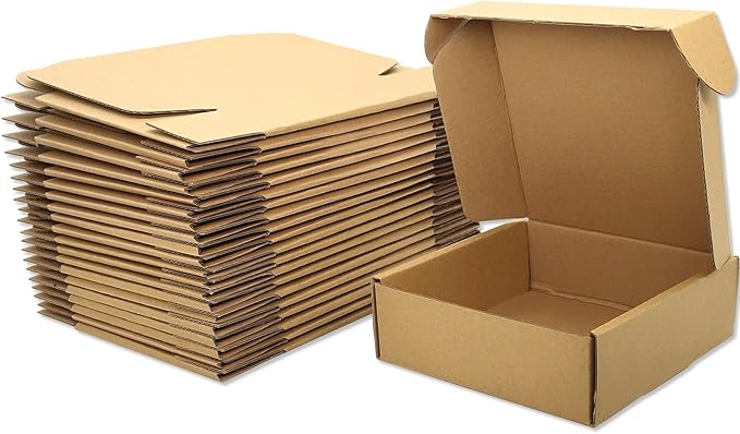Small Brown Shipping Boxes for Small Business Pack of 25-6x6x2 inches Cardboard by Lmuze