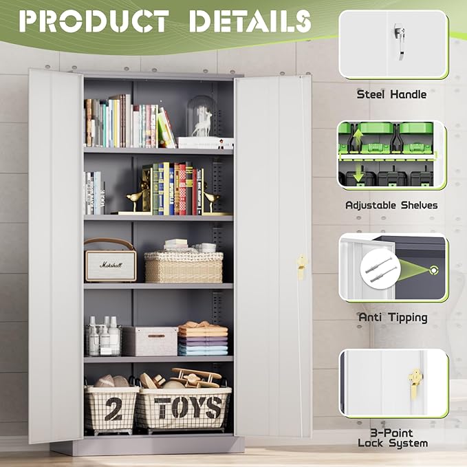 SUNCROWN 72" Metal Storage Cabinet - Image 7