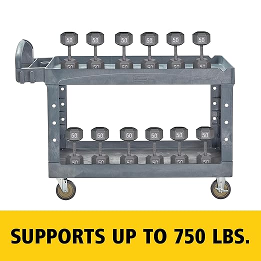 Rubbermaid Commercial Products BRUTE Heavy Duty 2-Shelf Utility/Service Cart - Image 8