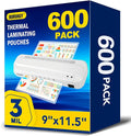 600 Pack Laminating Sheets, 3 Mil, 9 x 11.5 Inches Thermal Laminating Pouches by BURVAGY