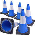 6 Pack 18" Inch Blue PVC Traffic Cones by OranLite