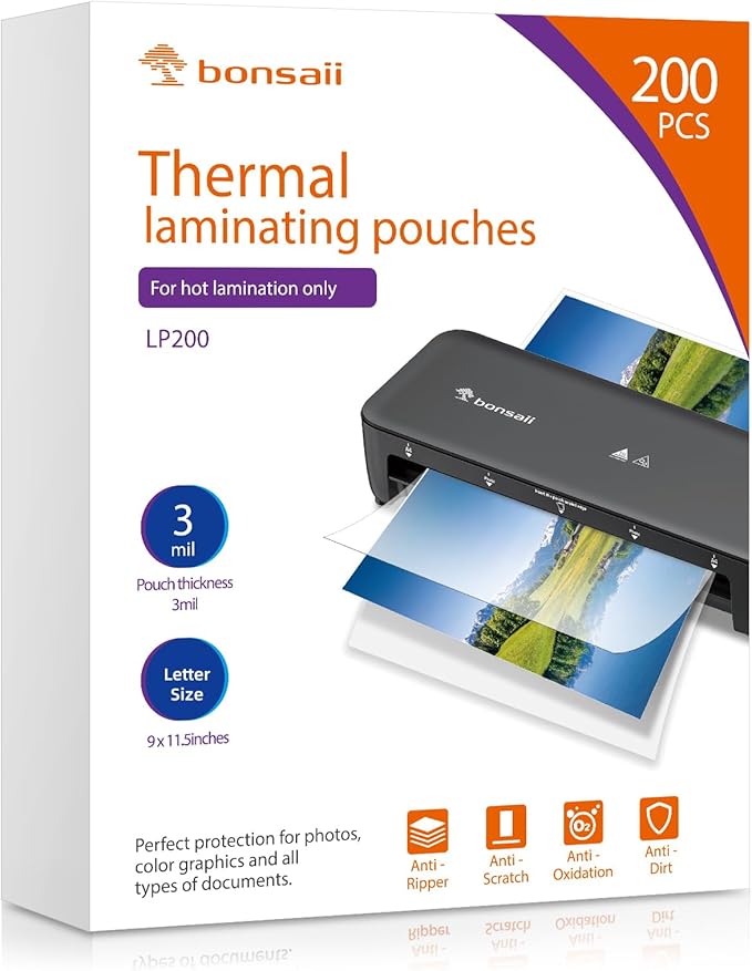 Bonsaii Laminating Sheets, 9 x 11.5 inches, Letter Size, Suitable by bonsaii