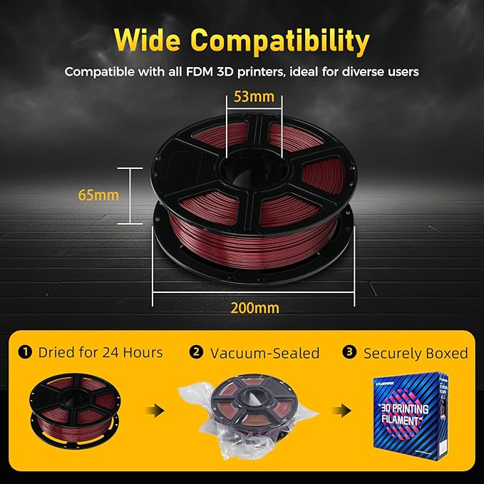 FLASHFORGE Rapid PETG Filament 1.75mm Metallic Red, Max 600mm/s High Speed - Image 6