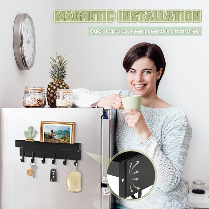 VIS'V Magnetic Key Holder Wall Mount, Compact Metal Key Rack - Image 3