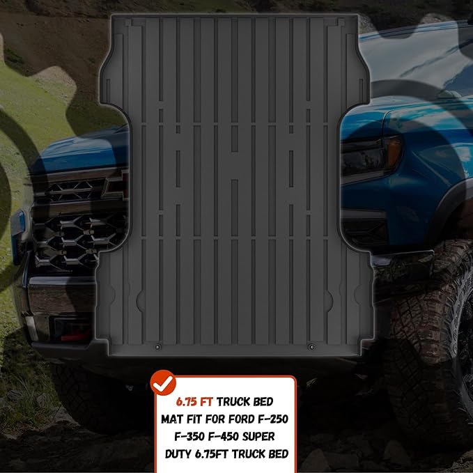 Truck Bed Mat Fit Ford F250 / F350 / F450 2017-2026, TPE All Weather Truck Bed - Image 3