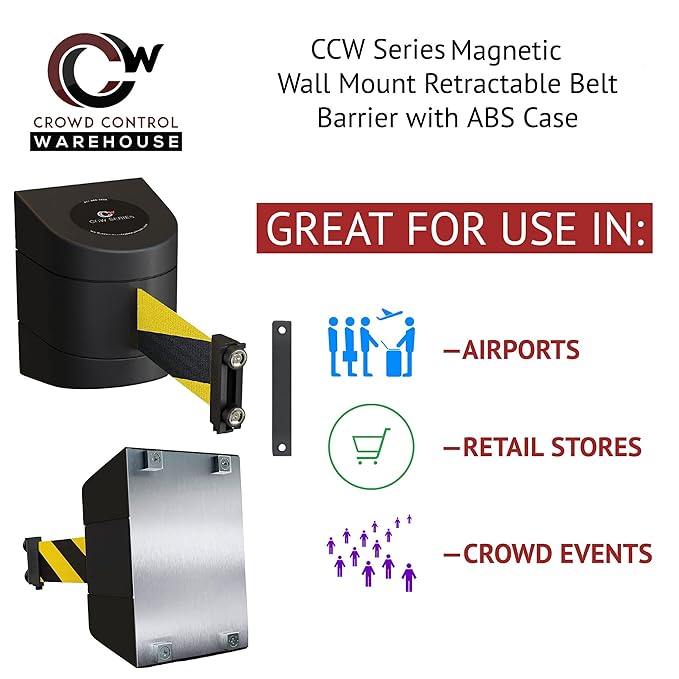 CCW Series WMB-230 Magnetic Wall Mount Retractable Belt Barrier - Image 3