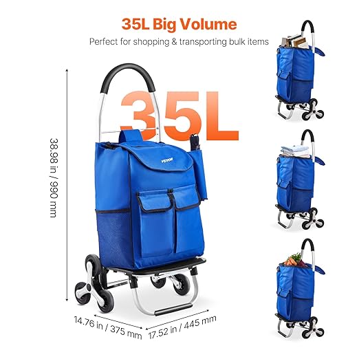 VEVOR Stair Climber Cart, 36L Capacity, Grocery Cart Laundry Stair Climbing - Image 4