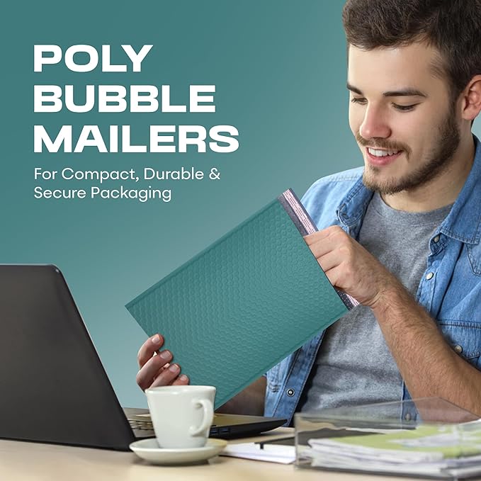 Green Small Poly Bubble Mailers 6x10 inch #0 | Self Seal Padded Envelopes | - Image 3