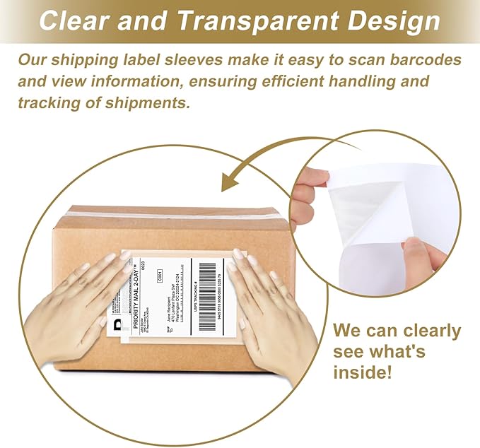 AZUREAL 100PCS Shipping Label Sleeves, 7.5" x 5.5" Packing Slip Pouches - Image 6