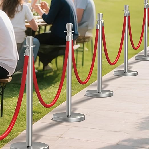 kaiyomi 8Pcs Stanchions with Red Velvet Ropes Set, 5 Feet Velvet Ropes and - Image 7