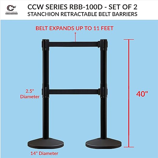 Crowd Control Warehouse CCW Series RBB-100D Set of 2 Stanchion Retractable Belt - Image 2
