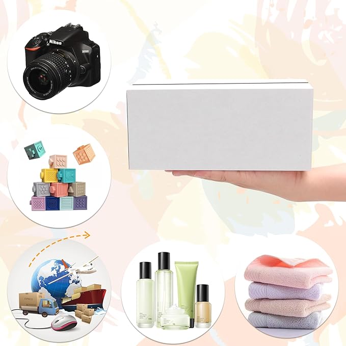 PETAFLOP 25 Pack 9x4x4 Inch White Shipping Boxes, Corrugated Cardboard Mailer - Image 6