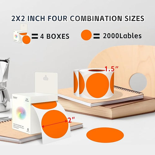 2 - Inch Round Orange Color - Coding Stickers, 4 Rolls, Organizing - Image 2