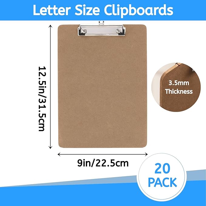 YOUEON 20 Pack Hardboard Office Clipboards, 9 x 12.5 Inch Letter Size Clipboard - Image 2